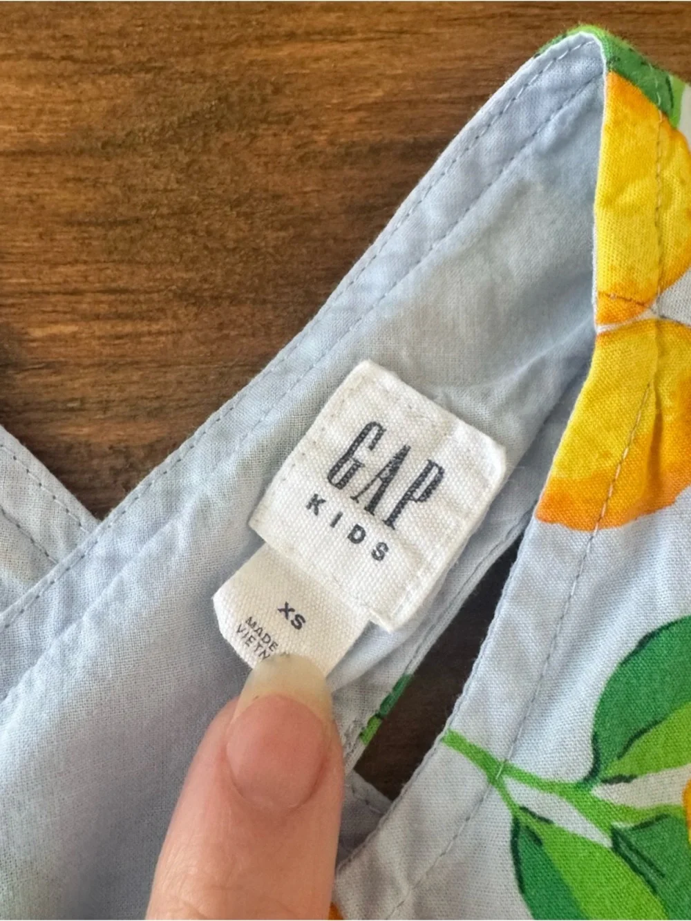 GAP Blue Lemon Print Crossback Dress Size XS/4-5
